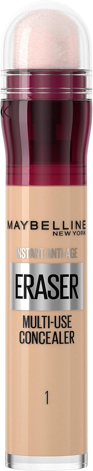 Maybelline Concealer Instant Anti Age Eraser Eye Concealer, Dark Circles and Blemish Concealer, Ultra Blendable Formula 01 Light