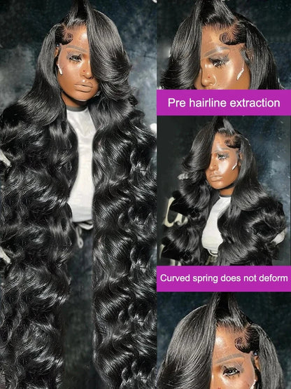 200 250 Density Brazilian Glueless 13x6 13x4 Body Wave Wig Lace Front 30 40 Inch Human Hair Pre Plucked HD Lace Frontal Wigs