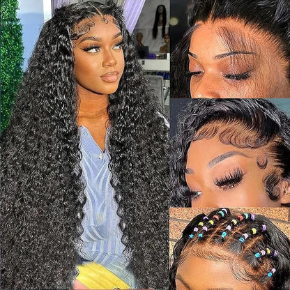 Deep Wave Lace Front Human Hair Curly Wigs